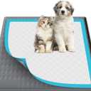 Dog Pee Pad Holder, Dog Potty Tray Silicone Puppy Pad Holder Tray Fits for 24" x 24" Training Pads, Puppy Potty Tray With 4 Clamps No Spill Raised Lip High Edge for Indoor Floor Protection (Dark Grey)