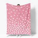 Horaldaily Valentine Flannel Blanket Throw, Pink Love Heart Painting Soft Fuzzy Plush Cozy Fleece Blankets for Couch Sofa Bed Lounging, Ideal Gifts for Kids Adults Wife Self, 50x60