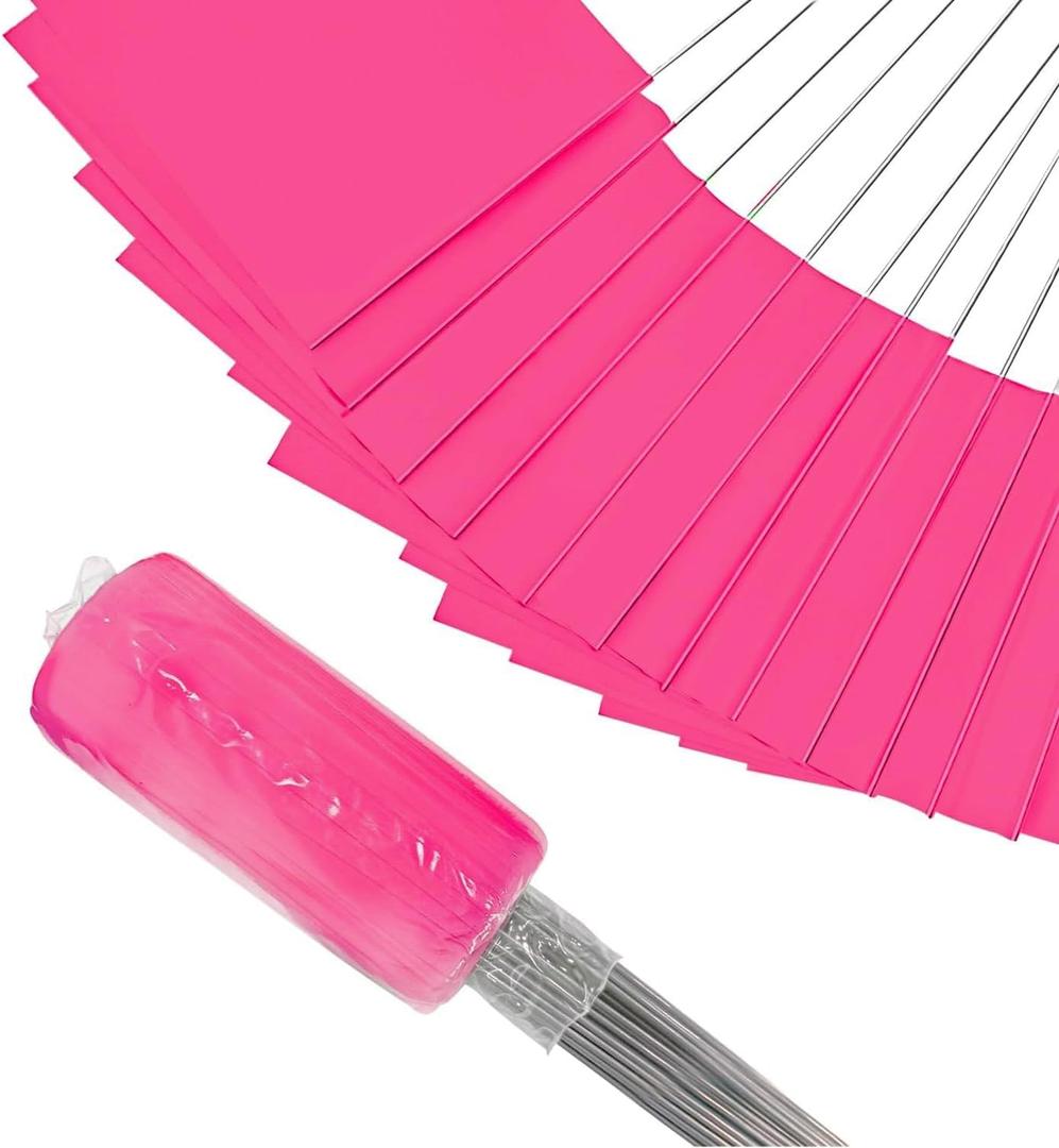 Zozen 100Pack Pink Marking Flags, Writable/15x4x5 Inch, Yard Flags for Lawn & Irrigation & Landscape & Sprinkler & Survey & Dog Training.
