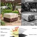 Vailge Square Patio Ottoman Cover, Waterproof Outdoor Ottoman Cover with Padded Handles, Patio Side Table Cover, Heavy Duty Outdoor Furniture Covers(Large, Beige & Brown)