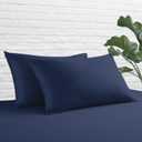 King Size Pillow Protector Set of 2, 100% Egyptian Cotton Pillow Cases with Zipper 400 Thread Count Sateen Weave Cotton Navy Blue Pillow Protector Queen King Pillow Covers for Home/Hotel
