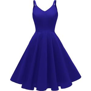 GOOBGS Women's 1950s Retro Vintage Spaghetti Strap Cocktail Swing Dresses, Large