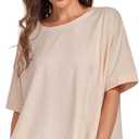 HOUZONIY Womens Oversized T-Shirts Short Sleeve Loose Crewneck Solid Baggy Fashion Tops Shirt for Women Casual Basic Fit Tees, 2 Pack, L