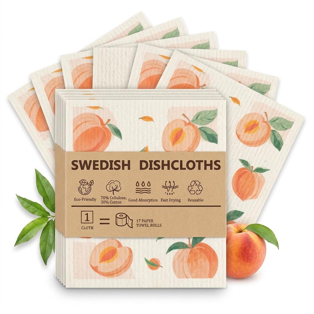 Swedish Dishcloths 6 PACK. 6.7 in x 7.5 in