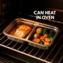 2-Compartment Stainless Steel Snack Container with Leakproof Lid | Reusable Grab-and-Go Food Storage Box | Portable Bento Organizer for Travel, Camping, Lunch Prep, Dishwasher Safe (SET A, 4 Pack)