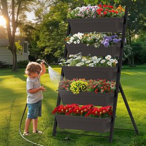 TOREVSIOR 5-Tier Vertical Raised Garden Bed, Vertical Garden Planter with Water Drainage, Elevated Garden Bed for Vegetables Flowers Herbs Indoor Outdoor, Small