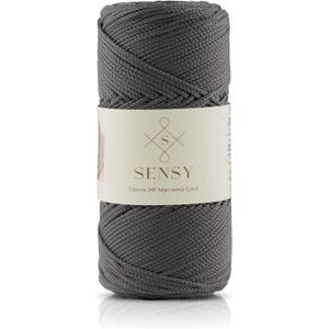 Sensy Premium 1.5mm 164 Yards Polyester Rope 100% Polypropylene Cord Macrame Cord 1.5mm Crochet Bag Cord Macrame Rope Crochet Thread Gift for Knitter (Anthracite)