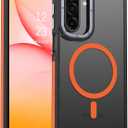 BENTOBEN for Samsung Galaxy A17 Case, [Compatible with MagSafe] Slim Thin Translucent Matte Back Samsung A17 Phone Case Women Men Cute Anti-Slip Shockproof Magnetic Cover for Galaxy A17, Black/Orange