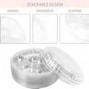 30 Pack 12 Inch Plastic Appetizer Tray with Lid, 6 Sectional Round Plastic Divided Serving Tray with 200 Forks and 100 Spoon-Forks, Disposable Food Party Platters for Snack,Fruit,Vegetable