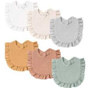 Baby Muslin Bibs Bandana Drool Bibs for Unisex Boys & Girls, Soft and Absorbent Cotton Teething Drooling Bib Set for Newborn Toddler (Blue)