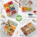 Snackle Box Container with Sealed Lid  Portable BPA-Free Snack Box with Foldable Handle, Divided Serving Tray for Fruit, Candy, Nuts & Veggies  Perfect for Travel, Picnic, Beach & Party 11.8" x 8.8" (Blue)