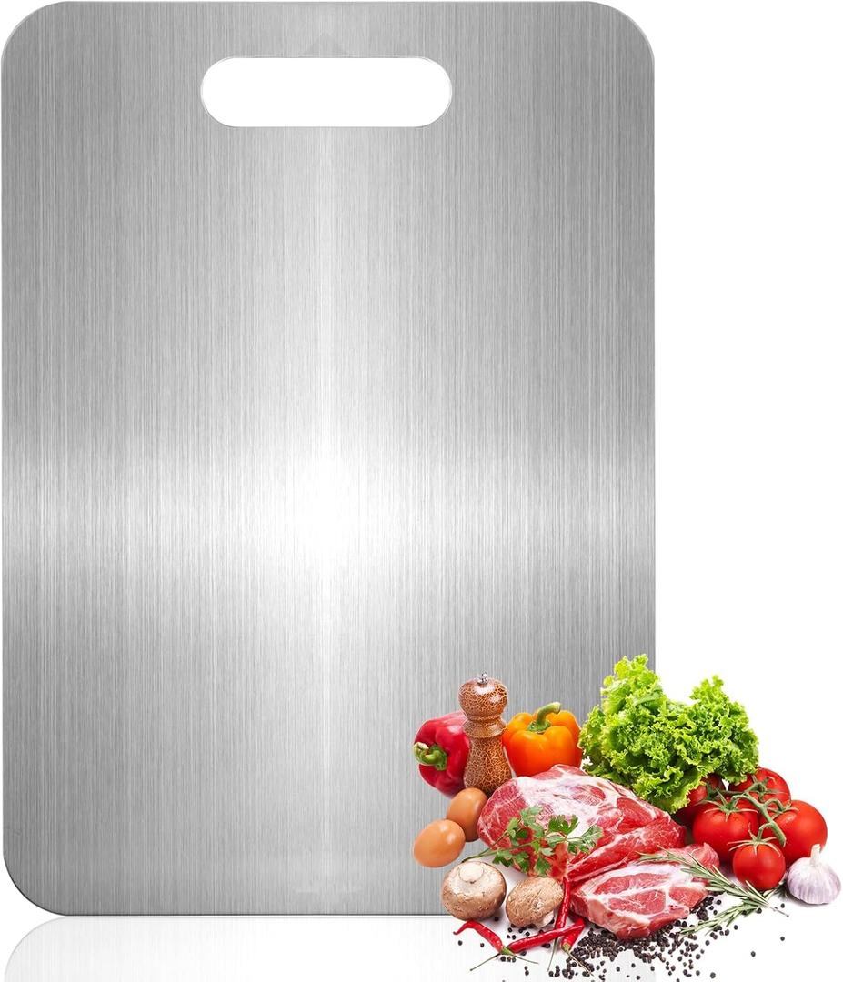 Titanium Cutting Boards for Kitchen, Food Grade 304 Stainless Steel Cutting Board Set for Meat Fruit and Vegetable (13.4 * 9 Inch)