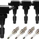 OEM Ignition Coil Pack UF817 27301-2B120 and Spark Plugs (Set of 4) Compatible with Hyundai Elantra 2017-2019 Sonata 2015-2019 Tucson 2016-2018 Kia Forte 2019-2020, For GN10910 49138 C938