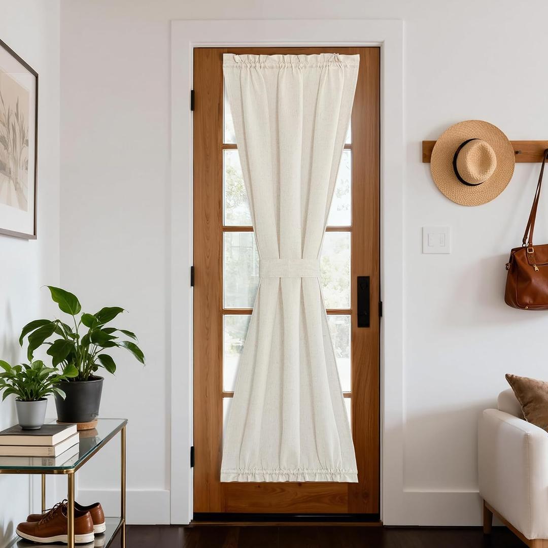 NICETOWN Natural Linen Door Curtains 72 inch Length 1 Panel, 30"W x 72"L