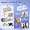 Anti Aging Beauty Pillow for Back Sleeping Adjustable Head Support to Prevent Wrinkles & Acne, Cooling Face Up Head Positioning for Sleeping Upright, Post Facial Surgery Pillow Pad (Blue)