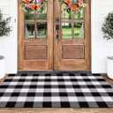 Black and White Outdoor Rug 3'x5'Buffalo Plaid Checkered Front Porch Rug Machine Washable Farmhouse Front Door Mat Outdoor for Front Hello Welcome Mat,Bedroom,Entryway,Patio