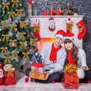 4 x 24pcs Christmas Tree Topper Bows 4.5x4.5 Inch Velvet Xmas Wreath Bows Ribbon Hanging Ornament for Christmas Holiday Home Outdoor Indoor Party Garland Crafts Decoration(Coffee)