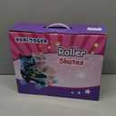 Roller Skates,4 Size Adjustable Roller Skates Kids,Light-Up Wheels and Adorable Cartoon Designs, Multiple Layers of Protection for Girls and Boys,Suitable Indoor Outdoor (Small-Little Kid, Blue & Pink)