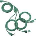 DEWENWILS Outdoor Extension Cord 1 to 3 Splitter, Total 52FT, 13A 125V 1625W 16/3C SJTW Extension Cord Waterproof Heavy Duty Cord for Holiday Decorations, Christmas Outdoor String Light, ETL Listed (Green)