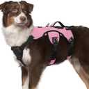 rabbitgoo Escape Proof Dog Harness Medium, Soft Padded Full Body Pet Harness, Reflective Adjustable No Pull Vest with Lift Handle and Leash Clip for Walking Hiking Training, Light Pink, M
