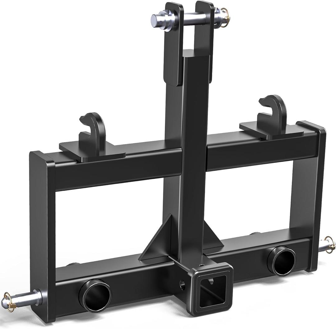 YITAMOTOR 3 Point Quick Hitch with 2" Receiver for Category 1, 3 Pt Tractor Trailer Hitch Attachments Drawbar Adapter with 2 Hay Spear Holes for CAT1 Tractors