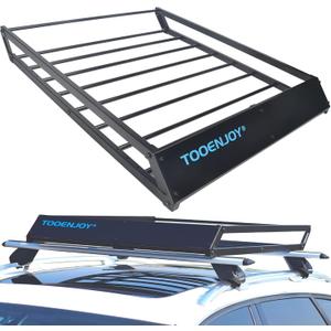 TOOENJOY Roof Rack Cargo Basket, 43x 35x 4.7, Anti-Rust Rooftop Cargo Carrier with Removable Wind Fairing, Universal Car Top Luggage Holder for Car, SUV and Truck, 150 lbs Capacity