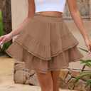 American Trends Skorts for Women Dressy Casual Flowy Shorts Boho Ruffle Tiered Skirts High Waist Mini Tennis Golf Skirt (Brown, XL)