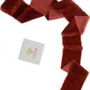 MEEDEE Rust Velvet Ribbon 3 Inch Rust Fringe Ribbons Raw Edge Silk Velvet Ribbon for Wreaths, Flower Bouquet, Photography, Dress Sash, Baby Shower, Wedding Decor (3 Yards)