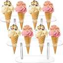 ZEAYEA 2 Pack Ice Cream Cone Holders, 4 Hole Acrylic Waffle Cone Holder, Ice Cream Holder Display Stand for Weddings Birthday Party Anniversaries Christmas