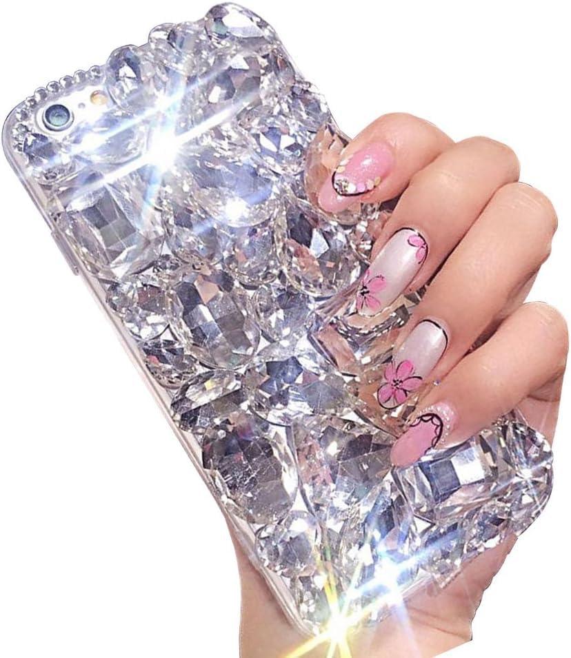 Bling Diamond Case for iPhone 16e 6.1 inch, 3D Homemade Sparkle Crystal Rhinestone Shiny Glitter Full Clear Stones Back Phone Cover with Screen Protector -All White