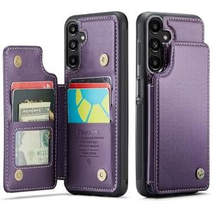 Vinich for Samsung Galaxy A35 Wallet Case with Card Holder, RFID Blocking Credit Slots Kickstand Shockproof Phone Cover for Women Men, Purple
