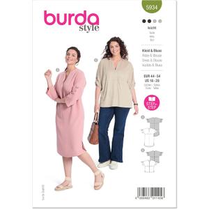 Burda Style X05934BURDA Misses' Dress and Blouse Sewing Pattern Packet, Design Code B5934, Sizes 18-28 (44-54)