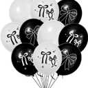 60 Pcs Black Bow Balloons,Coquette Birthday Decorations,12-inch Latex Black White Bow Balloons for Birthday Party Bachelorette Decorations Bridal Engagement Wedding Bow Theme Party Supplies