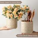 Ceramic Utensil Holder for Kitchen Counter,5.3" Farmhouse Kitchen Utensils Holder for Countertop Handcrafted Cooking Utensil Holder with Elegant Design for Utensil Storage, Flower Vase