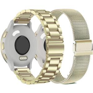 ViCRiOR 18mm Watch Bands Compatible with Garmin Venu 3S/Venu 4 41mm/ Vivoactive 4S /Venu 2s / Vivomove 3S, Solid Stainless Steel Watchband+ Mesh Strap Bracelet for Garmin Forerunner 255s/265S