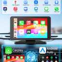 Apple Carplay Screen for Car, 7" HD Portable Car Stereo Touch Screen with Wireless Android Auto, Backup Camera with LED/Mirror Link/Voice Control/Bluetooth/GPS/AUX/FM Satellite Radio for All Vehicles