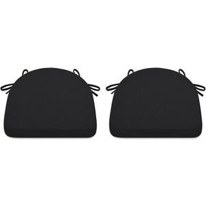 Shinnwa Kitchen Chair Cushions Set of 2, Non-Slip Dining Chair Cushions with Ties and Machine Washable Cover, 2 Pack, 17 x 16.5 x 2in, Black