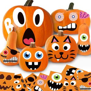 Pumpkin Stickers for Kids, 24 Sheets Jack o Lantern Face Stickers Pumpkin Decorating Kit Halloween Stickers Crafts Halloween Party Favors Supplies Activities Games Gifts for Kids