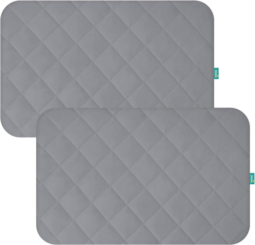 Pack and Play Sheets Fitted Waterproof Pack and Play Mattress Protector Pad Cover 2 Pack Gray Quilted 39" x 27"