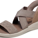 Skechers Women's Arya-Very Demure Hands Free Slip-ins Wedge Sandal, Mocha, Size 8