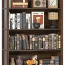 TVU 6-Tier Wooden Bookshelf, 76 Inch Tall Bookshelf with Storage, Floor Standing Modern Style Display Bookcase for Living Room, Office, Study Room, Entryway, Brown