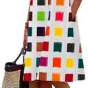 BDAILKA Women's Shirt Dress Casual Midi Dress Button Down V Neck Fit A-Line Shirt Dresses (White, S)