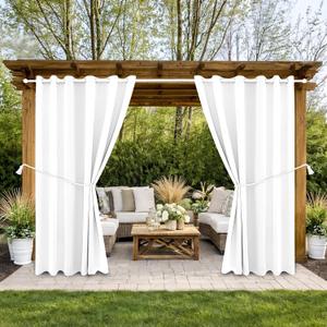 Outdoor Indoor Curtains W84 x L108 for Patio - Weather-resistant Window Panels Privacy Protect Grommet Top Thermal Insulated Home Curtain for Porch Pergola Lawn Garden Hot Tub Area (2 Panels)