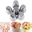 6PCS Piping Tips Set,Flower Frosting Tips Nozzles Icing Tips,Stainless Steel Flower Cake Icing Piping Nozzles Decorating Tips Pastry DIY Baking Tools Cupcake
