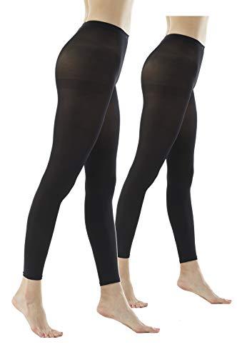 STYLEGAGA Women's 80Denier Semi Opaque Solid Color Footless Pantyhose Tights 2pair (M/L, Black), Pack 2