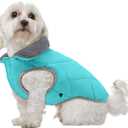 EMUST Reversible Waterproof Dog Puffer Vest - Warm Fleece Coat with Laser Fabric Splicing, Snow Jacket for Small Puppies & Pets, Grey, M