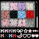 Artdone Nail Art Studs Glitter Kit, 12 grids 8 Colors 3D Charms and Pink Mix White Star Heart Moon Cute Nail Jewels for DIY Decoration