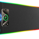 GIM PU Leather RGB Gaming Mouse Pad with 15W Magnetic Wireless Charging, 800x300x4mm LED Mouse Mat, 10 Light Modes, Non-Slip Rubber Base for PC MacBook Laptop