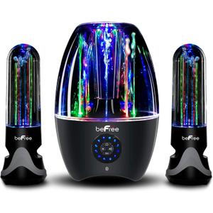beFree Sound 2.1 Channel Bluetooth Multimedia LED Dancing Water Sound System,Black,BFS-Dancing Water