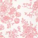 100 Floral Guest Napkins Pink and White Toile Disposable Paper Napkins Decorative Flower Bathroom Hand Towels for Bridal Baby Shower Tea Party Birthday Party Supplies